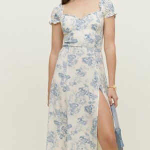 Reformation Cap Sleeve Midi Dress in Pompadour